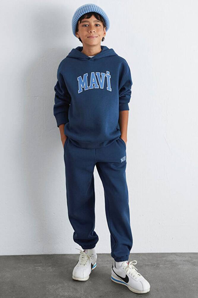 Erkek Çocuk Mavi Baskılı Kapüşonlu Sweat 6610110-70720 Lacivert 