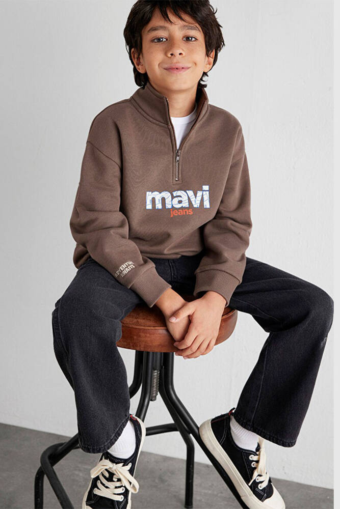 Erkek Çocuk Mavi Baskılı Sweat 6S10151-87181 Kahve 