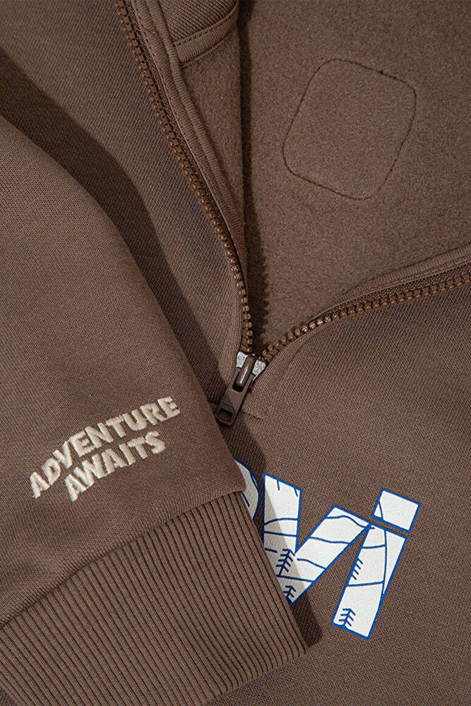 Erkek Çocuk Mavi Baskılı Sweat 6S10151-87181 Kahve 