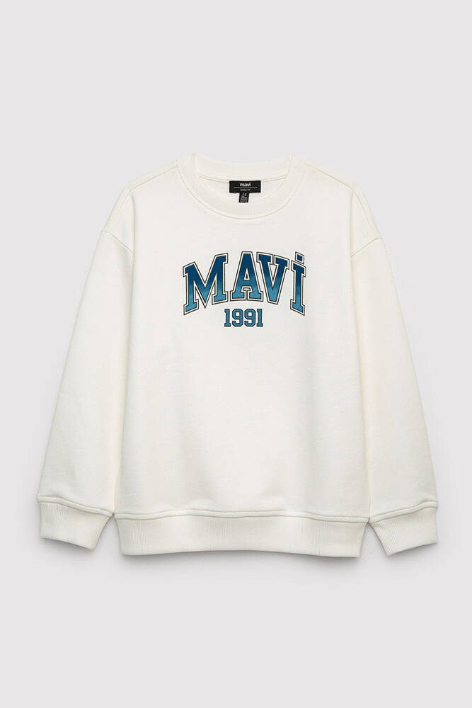 Erkek Çocuk Mavi Baskılı Sweat 6S10218-70057 Ekru 