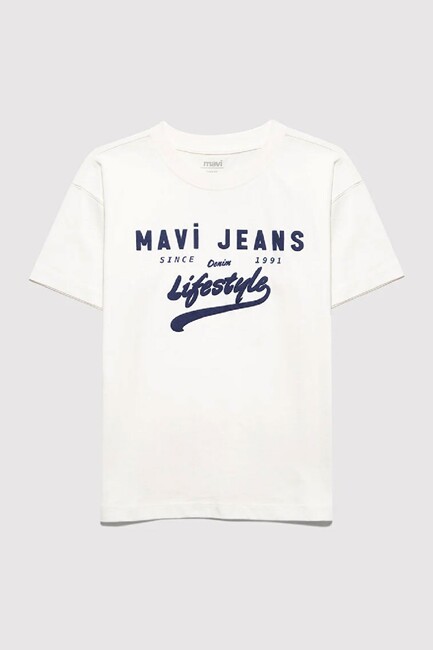 Erkek Çocuk Mavi Jeans Baskılı Tişört 6610474-70057 Ekru (2)