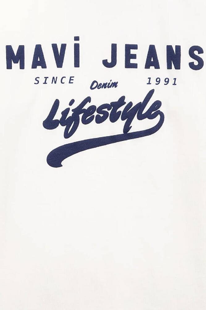 Erkek Çocuk Mavi Jeans Baskılı Tişört 6610474-70057 Ekru 