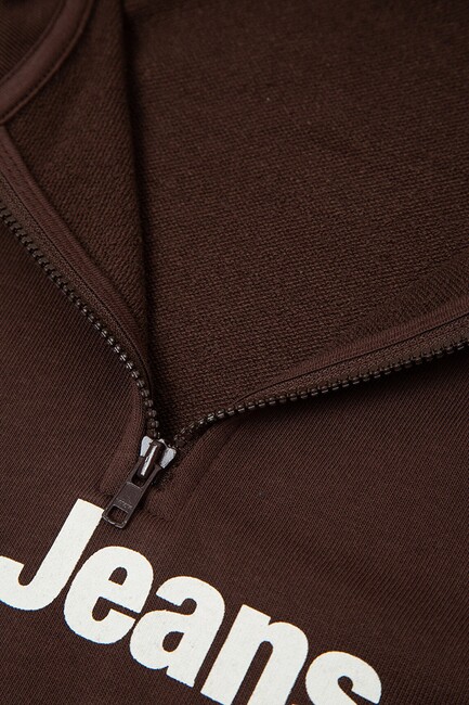Erkek Çocuk Mavi Jeans Baskılı Yarım Fermuarlı Sweat 6S10142-88067 Kahve - 4