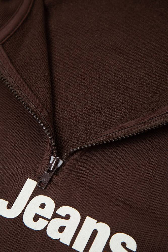 Erkek Çocuk Mavi Jeans Baskılı Yarım Fermuarlı Sweat 6S10142-88067 Kahve - 4