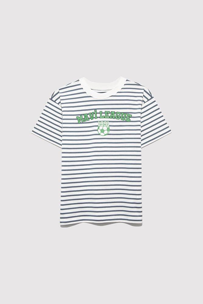 Erkek Çocuk Mavi League Baskılı Tişört 6610264-89187 Gri 