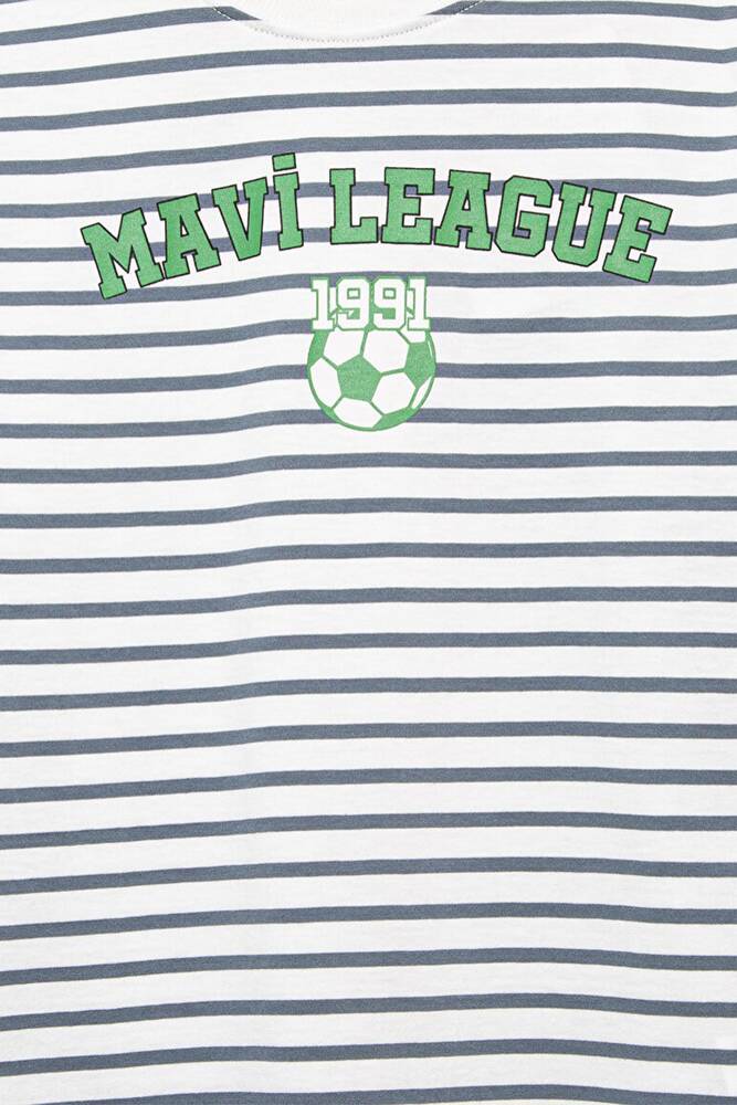 Erkek Çocuk Mavi League Baskılı Tişört 6610264-89187 Gri 