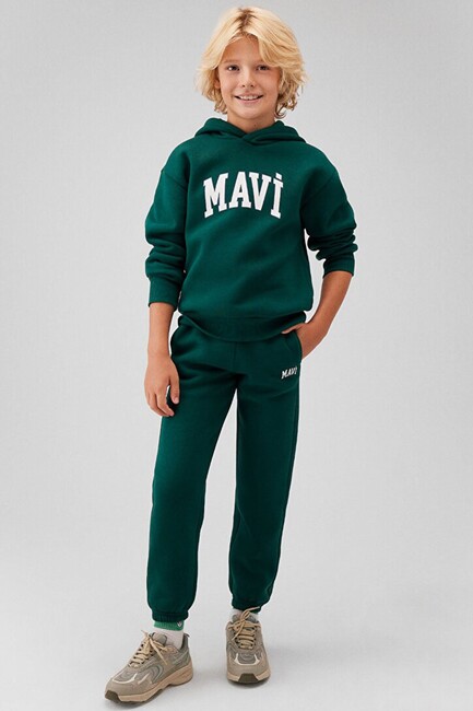 Erkek Çocuk Mavi Logo Baskılı Eşofman Alt 6010000-81962 Yeşil (1)