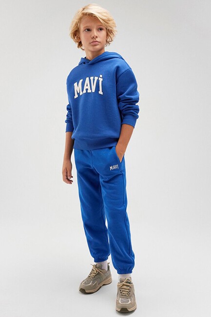 Erkek Çocuk Mavi Logo Baskılı Eşofman Altı 6010000-70896 Mavi (1)