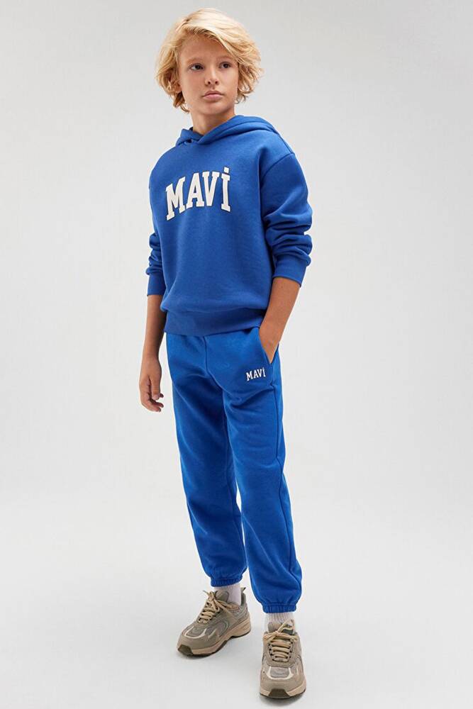 Erkek Çocuk Mavi Logo Baskılı Eşofman Altı 6010000-70896 Mavi 