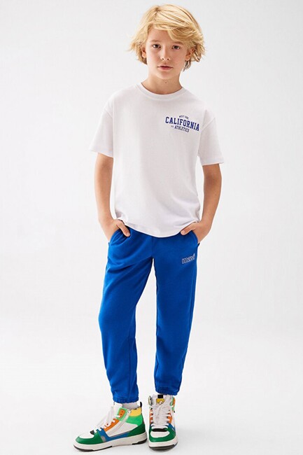 Erkek Çocuk Mavi Logo Baskılı Eşofman Altı 6010004-70896 Mavi (1)