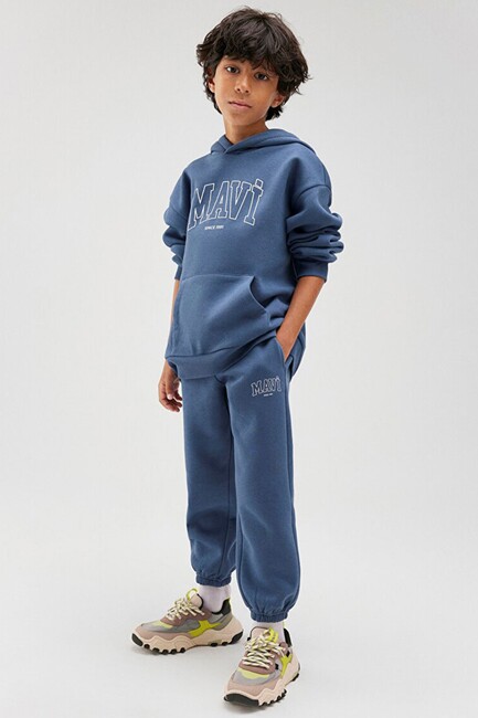 Erkek Çocuk Mavi Logo Baskılı Eşofman Altı 6010009-70871 Mavi (1)