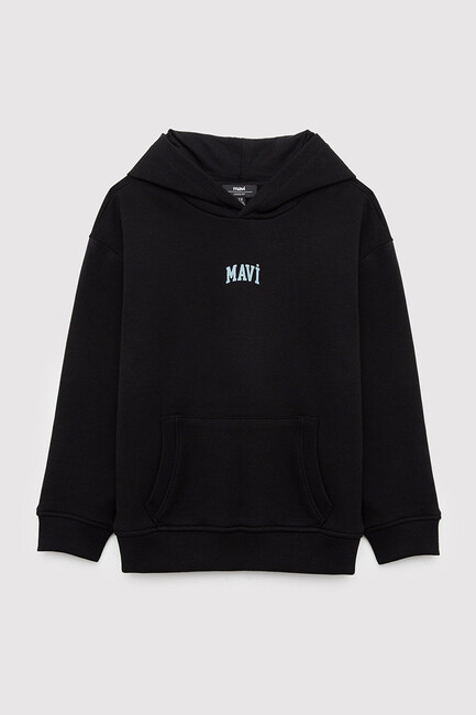 Erkek Çocuk Mavi Logo Baskılı Kapüşonlu Sweat 6S10199-900 Siyah (2)