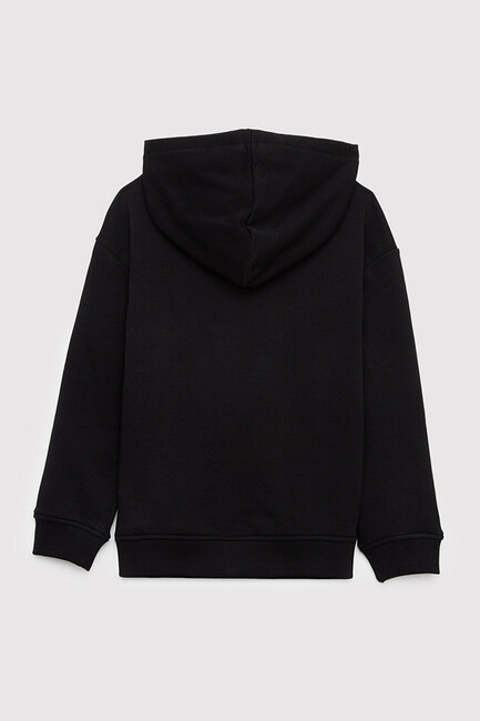Erkek Çocuk Mavi Logo Baskılı Kapüşonlu Sweat 6S10199-900 Siyah (3)