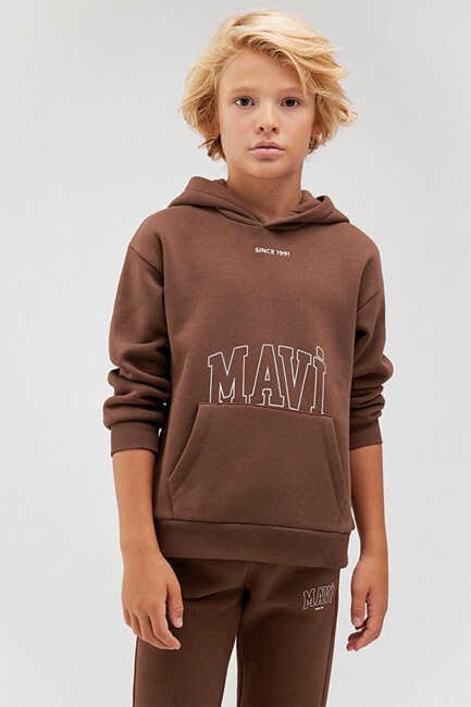Erkek Çocuk Mavi Logo Baskılı Sweat 6S10053-70243 Kahve (1)