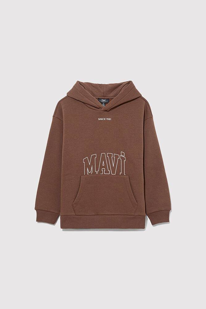 Erkek Çocuk Mavi Logo Baskılı Sweat 6S10053-70243 Kahve 