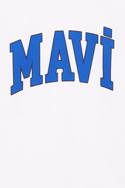 Erkek Çocuk Mavi Logo Baskılı Tişört 6610030-620 Beyaz - Thumbnail