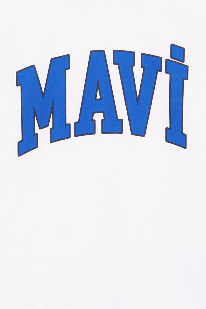 Erkek Çocuk Mavi Logo Baskılı Tişört 6610030-620 Beyaz 