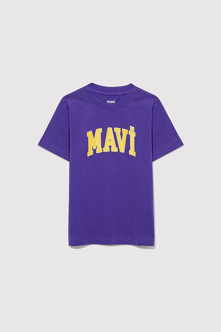 Erkek Çocuk Mavi Logo Baskılı Tişört 6610030-70692 Mor (2)
