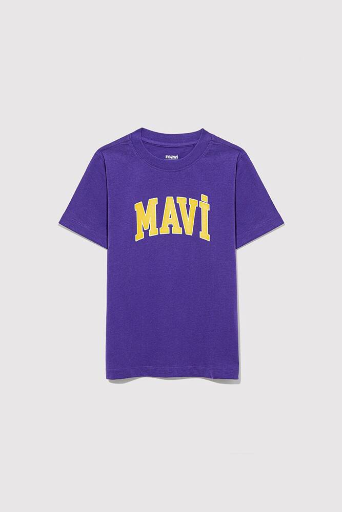 Erkek Çocuk Mavi Logo Baskılı Tişört 6610030-70692 Mor 