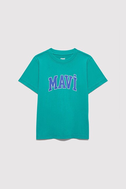 Erkek Çocuk Mavi Logo Baskılı Tişört 6610030-71711 Yeşil (3)