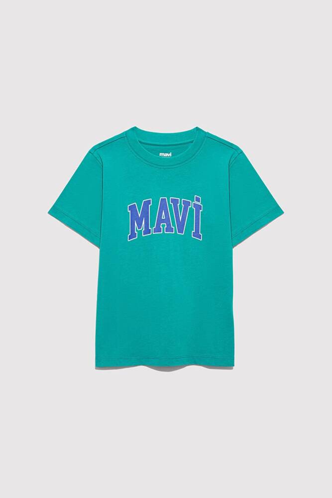 Erkek Çocuk Mavi Logo Baskılı Tişört 6610030-71711 Yeşil 