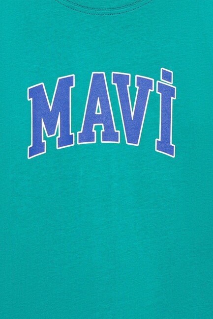 Erkek Çocuk Mavi Logo Baskılı Tişört 6610030-71711 Yeşil - Thumbnail