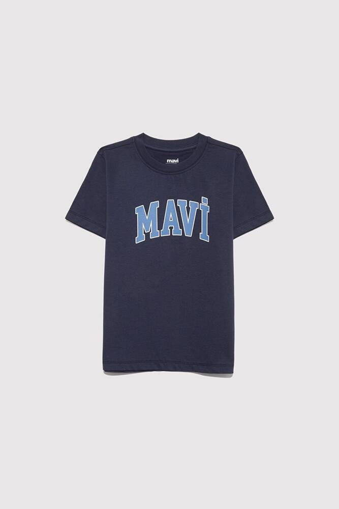 Erkek Çocuk Mavi Logo Baskılı Tişört 6610030-82318 Lacivert 