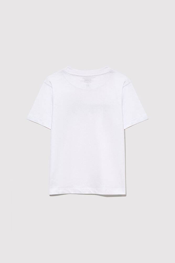 Erkek Çocuk Mavi Logo Baskılı Tişört 6610286-620 Beyaz 