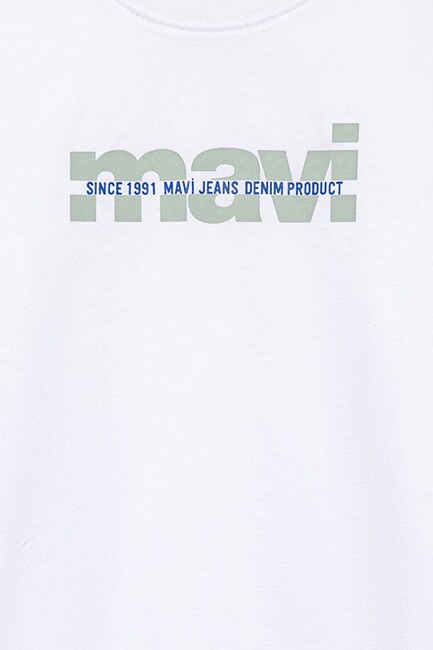 Erkek Çocuk Mavi Logo Baskılı Tişört 6610286-620 Beyaz - Thumbnail