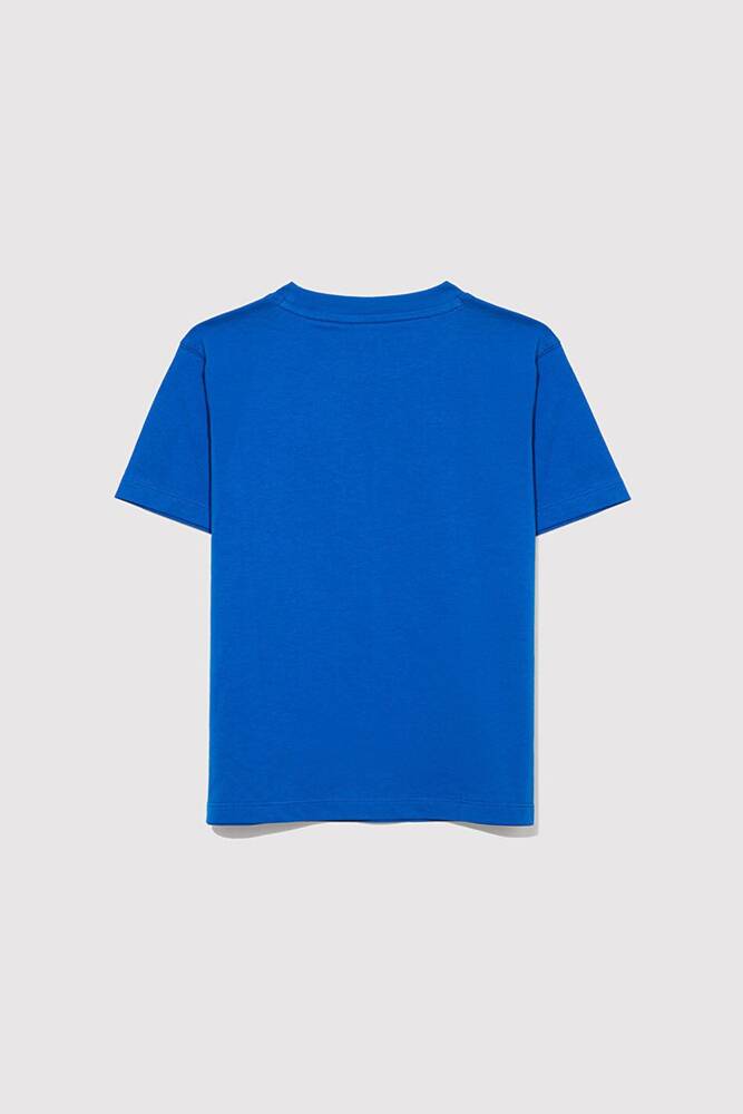 Erkek Çocuk Mavi Logo Baskılı Tişört 6610286-82491 Mavi 
