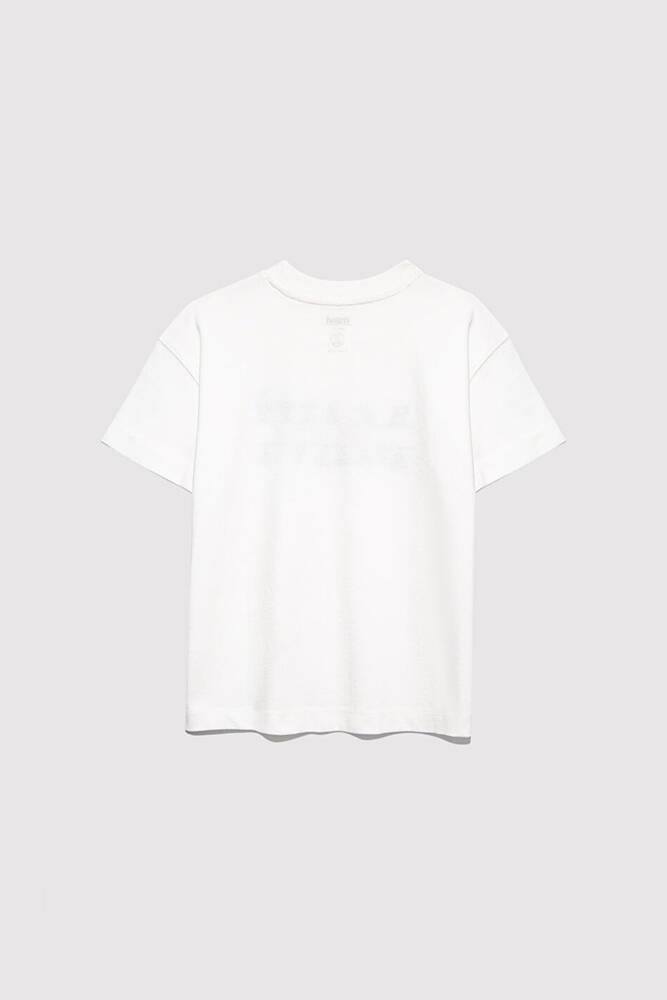 Erkek Çocuk Mavi Logo Baskılı Tişört 6610397-70057 Ekru 