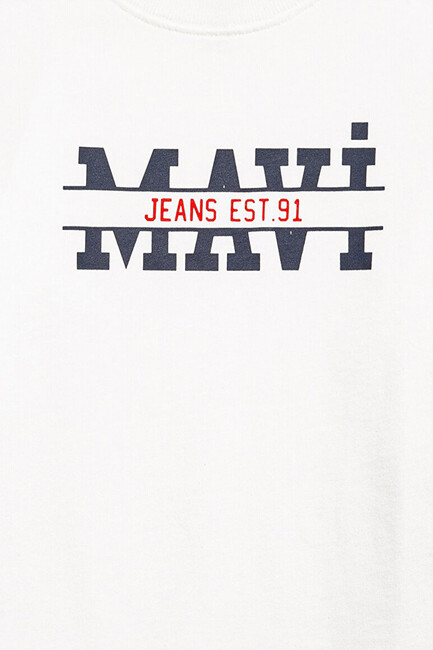 Erkek Çocuk Mavi Logo Baskılı Tişört 6610397-70057 Ekru (3)