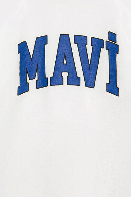 Erkek Çocuk Mavi Logo Baskılı Tişört 6610418-70057 Beyaz - Thumbnail