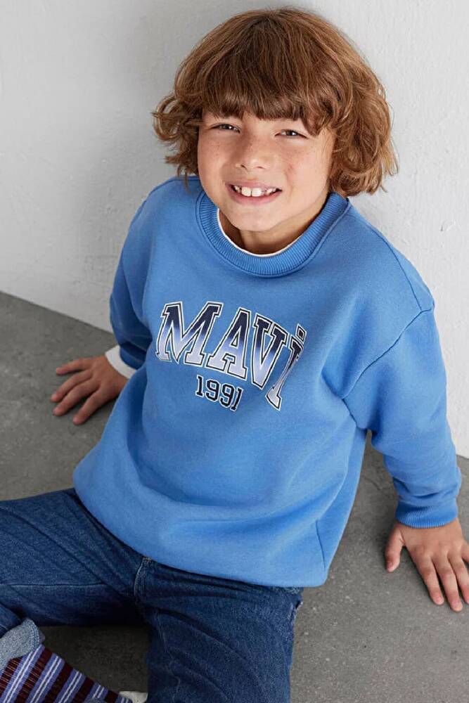 Erkek Çocuk Mavi1991 Baskılı Sweat 6S10163-70724 Mavi 