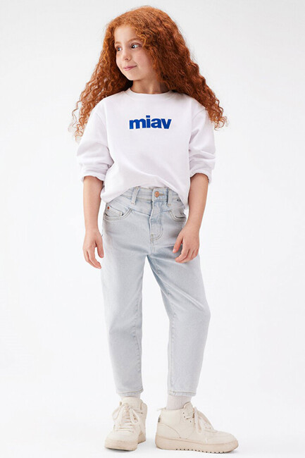 Erkek Çocuk Miav Baskılı Sweatshirt 6610031-620 Beyaz (2)