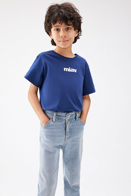 Erkek Çocuk Miav Baskılı Tişört 6633270722 Lacivert (1)