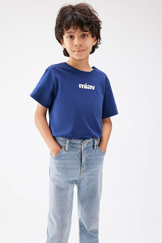 Erkek Çocuk Miav Baskılı Tişört 6633270722 Lacivert 