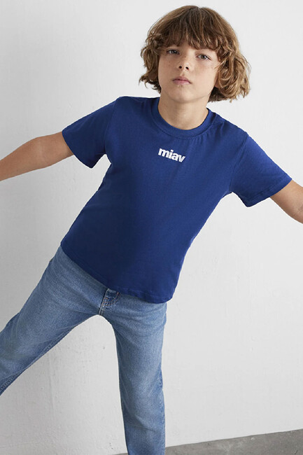Erkek Çocuk Miav Baskılı Tişört 6633270722 Lacivert (1)