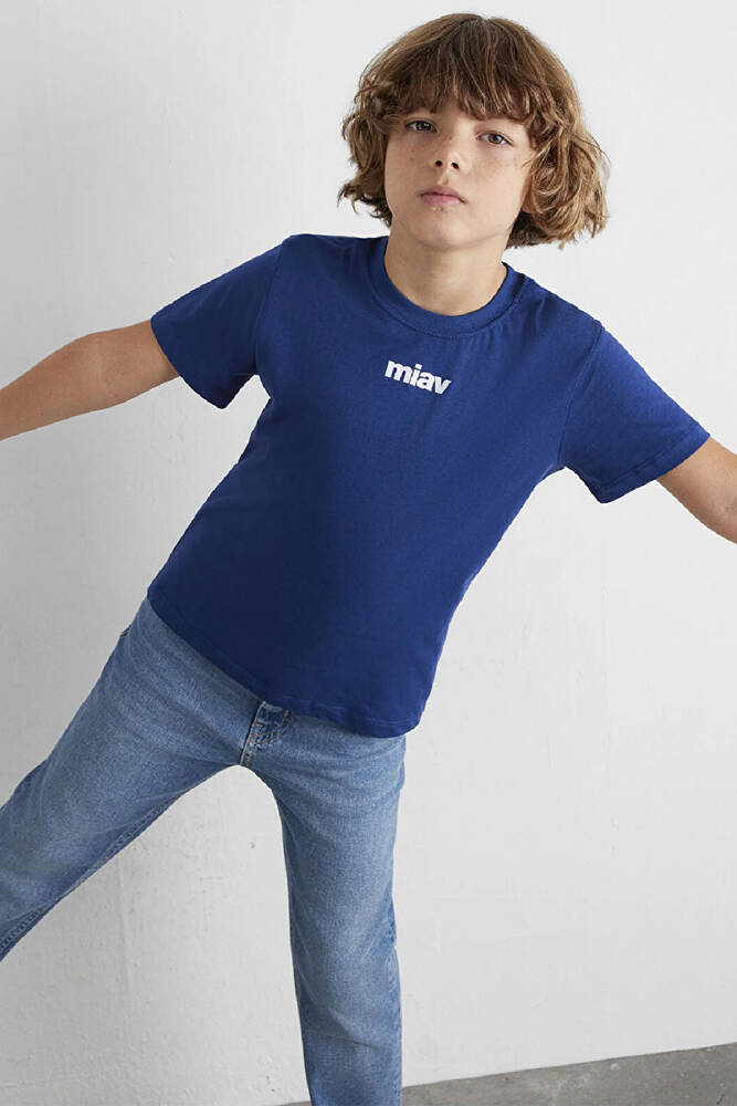 Erkek Çocuk Miav Baskılı Tişört 6633270722 Lacivert 