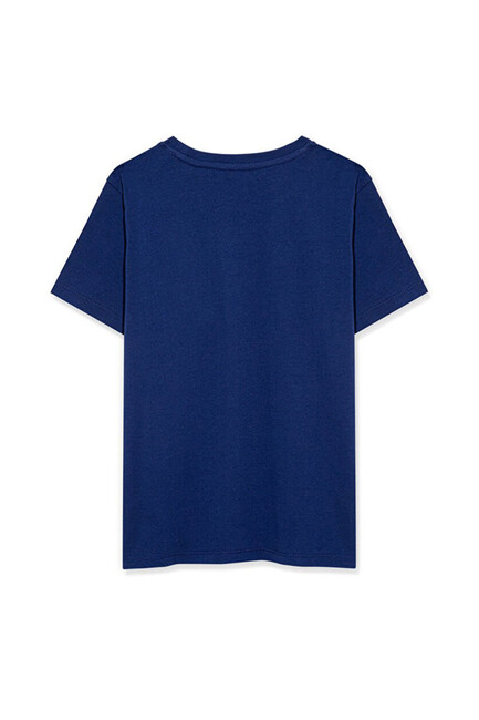 Erkek Çocuk Miav Baskılı Tişört 6633270722 Lacivert - Thumbnail