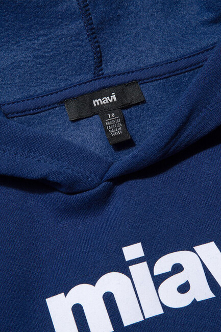 Erkek Çocuk Miav Kapüşonlu Sweat 6S10028-70722 Lacivert - Thumbnail