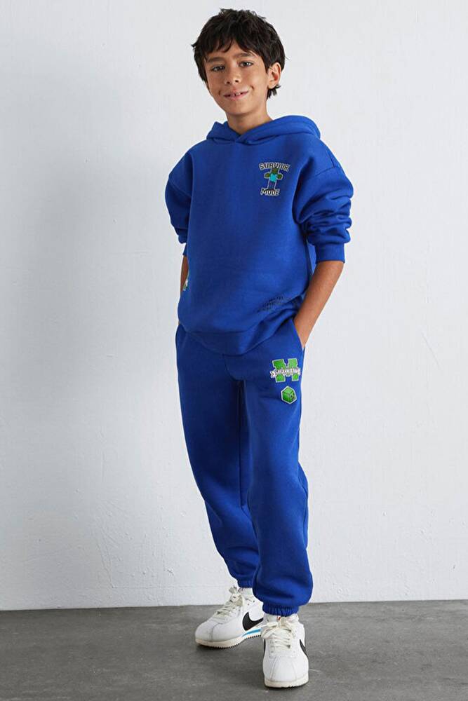 Erkek Çocuk Mınecraft Baskılı Eşofman Altı 6010027-70896 Mavi 