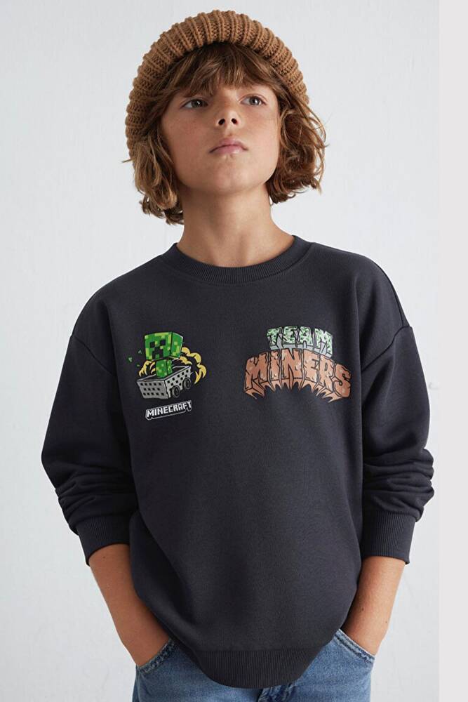 Erkek Çocuk Mınecraft Baskılı Sweat 6S10129-70087 Gri 