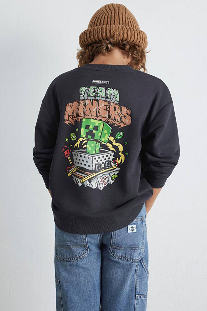 Erkek Çocuk Mınecraft Baskılı Sweat 6S10129-70087 Gri 