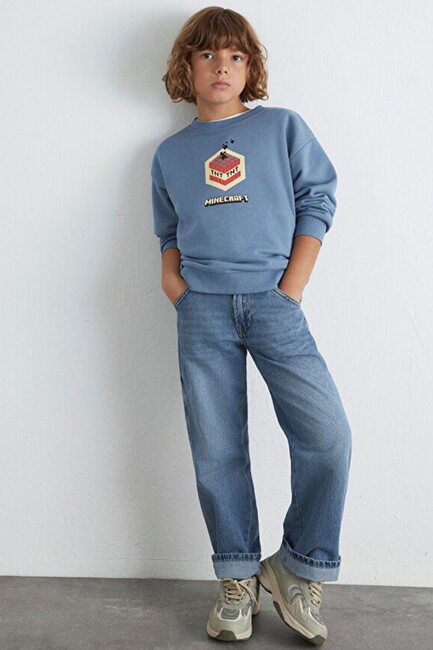 Erkek Çocuk Mınecraft Baskılı Sweat 6S10130-85518 Mavi (1)
