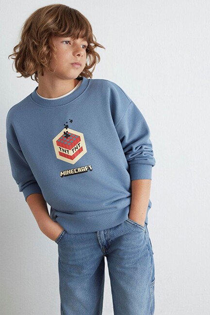 Erkek Çocuk Mınecraft Baskılı Sweat 6S10130-85518 Mavi (2)