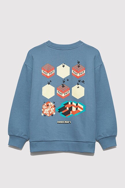 Erkek Çocuk Mınecraft Baskılı Sweat 6S10130-85518 Mavi - Thumbnail