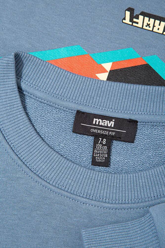 Erkek Çocuk Mınecraft Baskılı Sweat 6S10130-85518 Mavi 