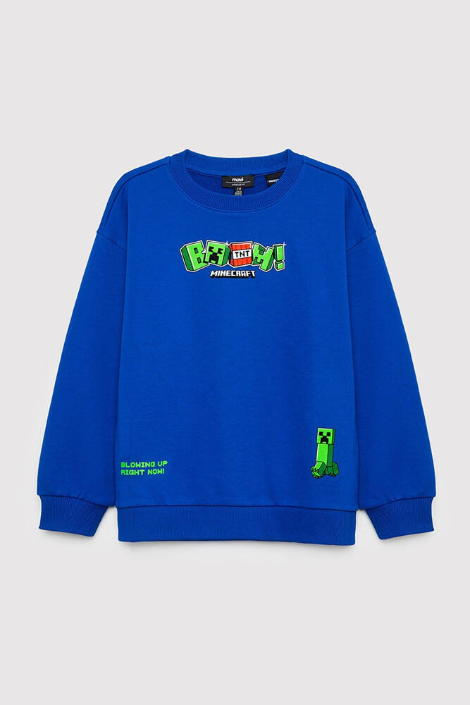 Erkek Çocuk Minecraft Baskılı Sweat 6S10191-70896 Mavi 