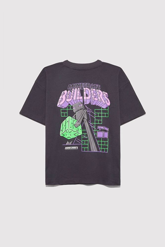 Erkek Çocuk Mınecraft Baskılı Tişört 6610379-70087 Gri 